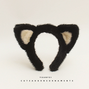 创意猫耳朵发箍可爱毛绒趣味小猫卡通头饰搞怪拍照发卡女卖萌头箍