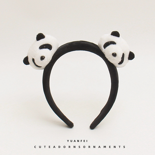可爱熊猫发箍趣味动物园小熊猫头饰少女卖萌拍照发卡搞怪卡通头箍
