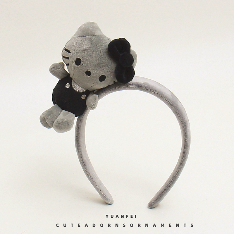 创意50周年灰色KT猫发箍可爱凯蒂猫卡通头饰少女拍照发卡卖萌头箍