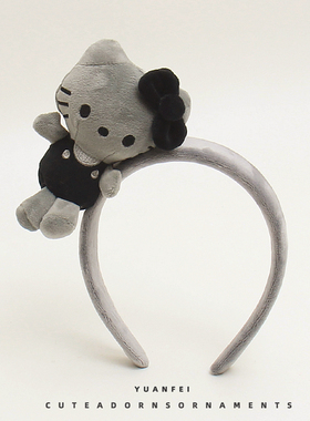 创意50周年灰色小猫发箍可爱凯蒂猫卡通头饰少女拍照发卡卖萌头箍