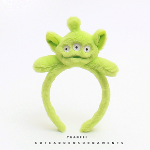 毛绒可爱三眼仔发箍网红洗脸发卡女搞怪超萌表演拍照头箍卡通头饰