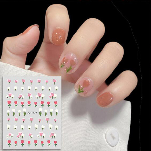 郁金香美甲贴纸腮红卡通云朵小花瓣叶子带背胶指甲贴花装饰品