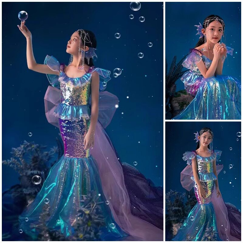 儿童摄影服装女童美人鱼公主裙影楼拍照公主裙主题服装道具艺术照