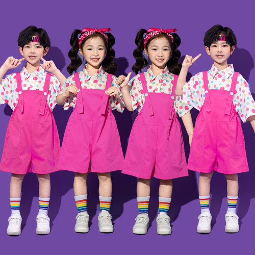六一儿童表演服装小学生背带裤套装幼儿园啦啦队舞蹈大合唱演出服