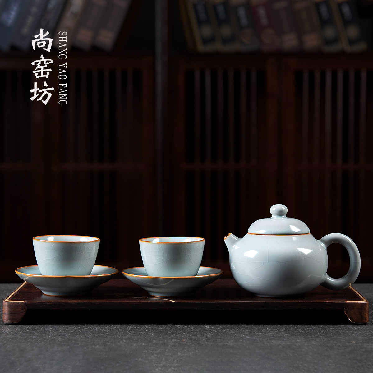 手工汝窑茶壶茶具单壶开片可养原矿陶瓷复古冰裂天青文旦壶礼盒装