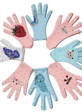 DVWVB 定制花样滑冰服装训练手套带钻加绒加厚儿童成人男女款G79