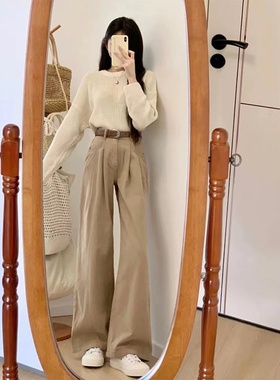 盐系轻熟秋季套装2024早秋穿搭小个子针织长袖上衣休闲裤两件套女