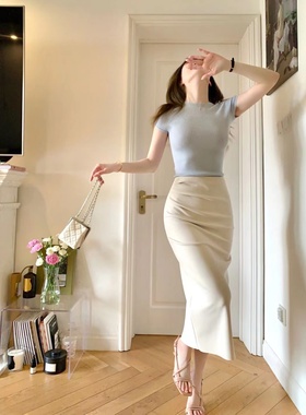 高级感套装轻熟风女装2022夏季气质炸街御姐长裙子两件套法式茶歇