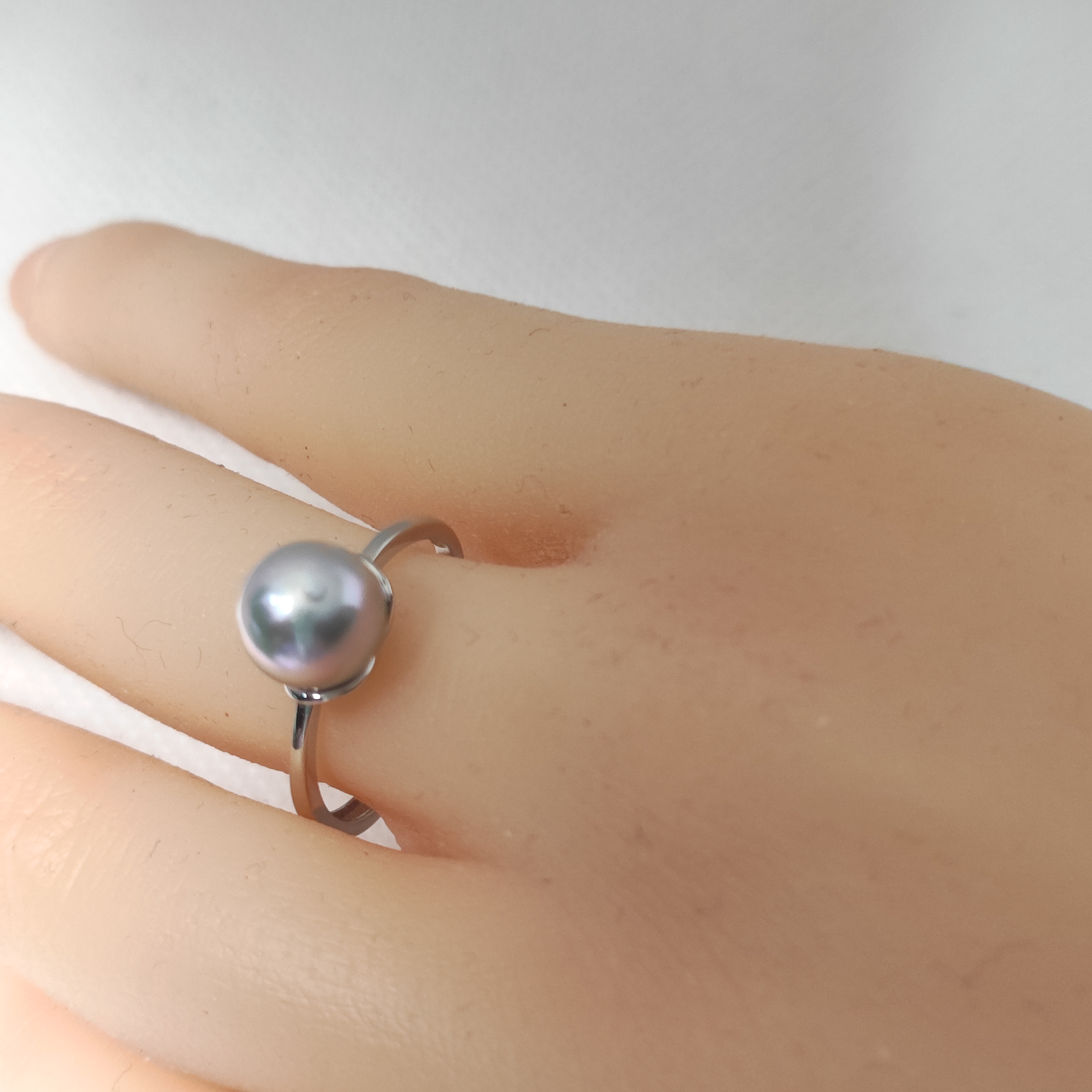 天然真海水珍珠戒指透亮强光真多麻正圆8+mm纯银花朵开口戒近无瑕