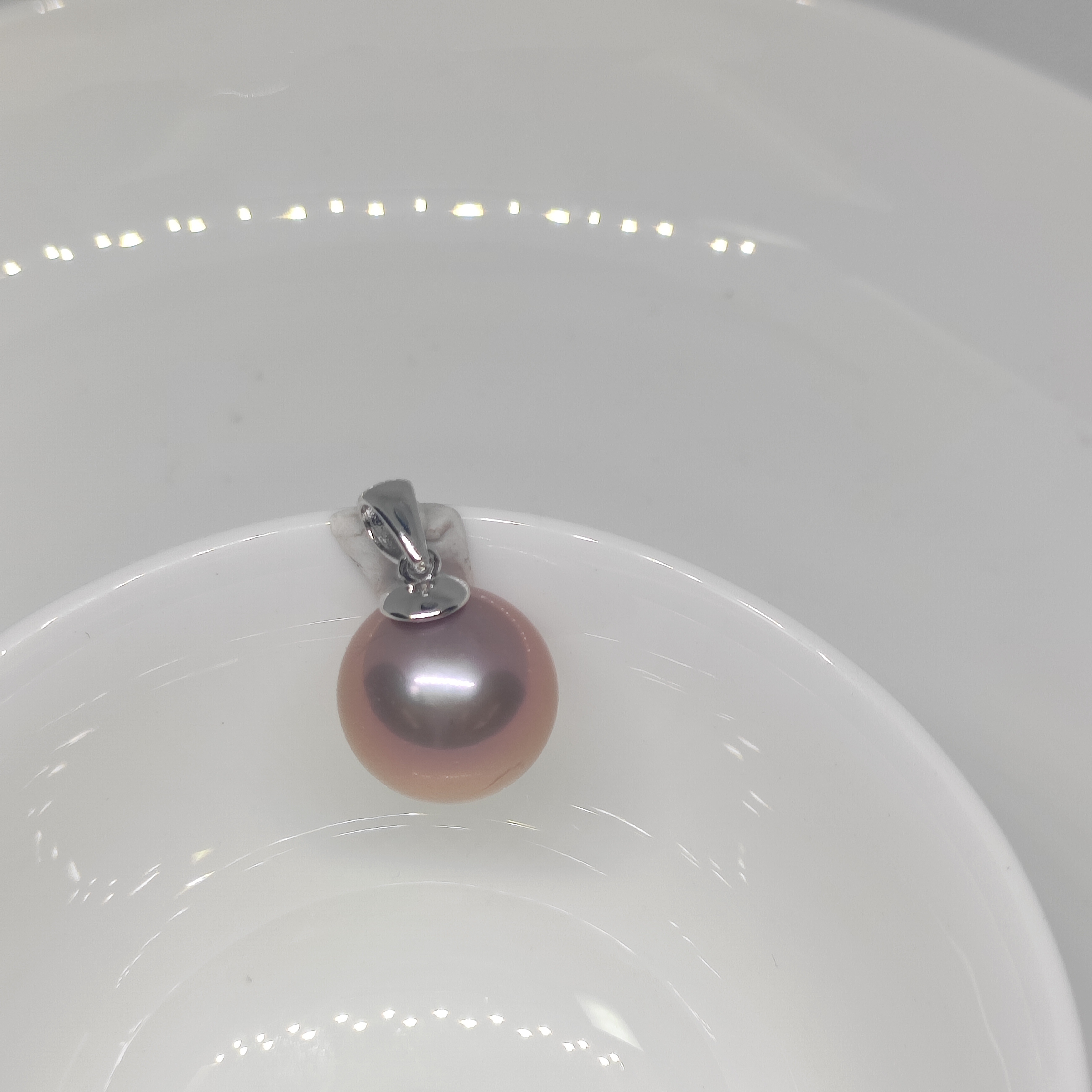 14+mm炫彩天然淡水粉紫正圆强光珍珠吊坠纯银瓜子扣款时尚节日礼