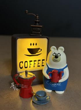 微缩咖啡店场景亮灯可爱迷你咖啡周边装饰摆件玩具桌面工位小摆件