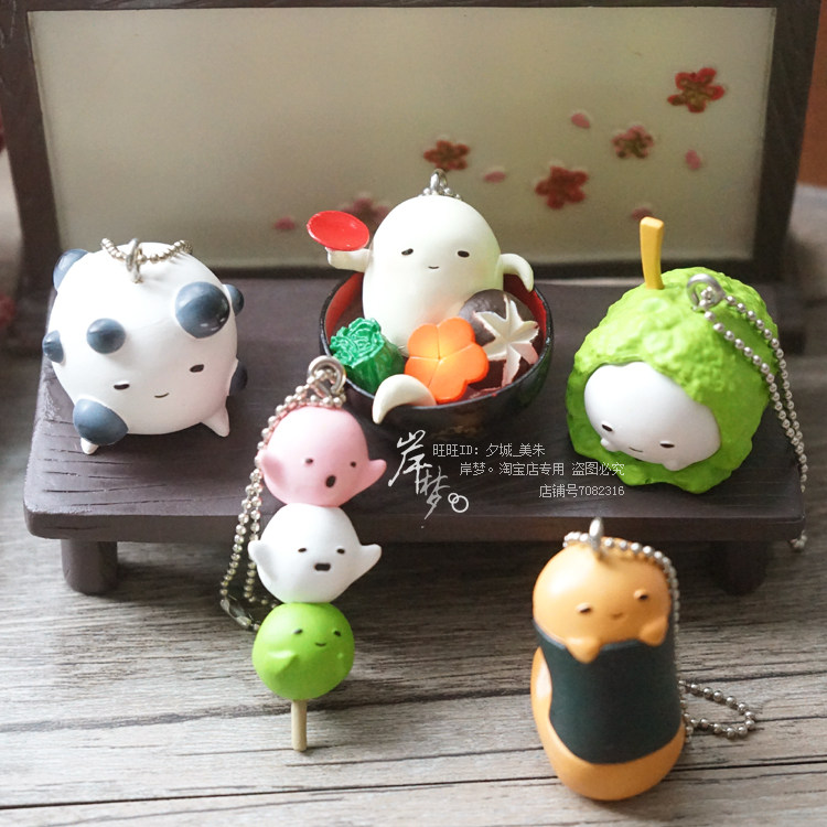 可爱挂件日本正版岸梦麻薯日式和风有趣小玩意年糕团子吊饰扭蛋