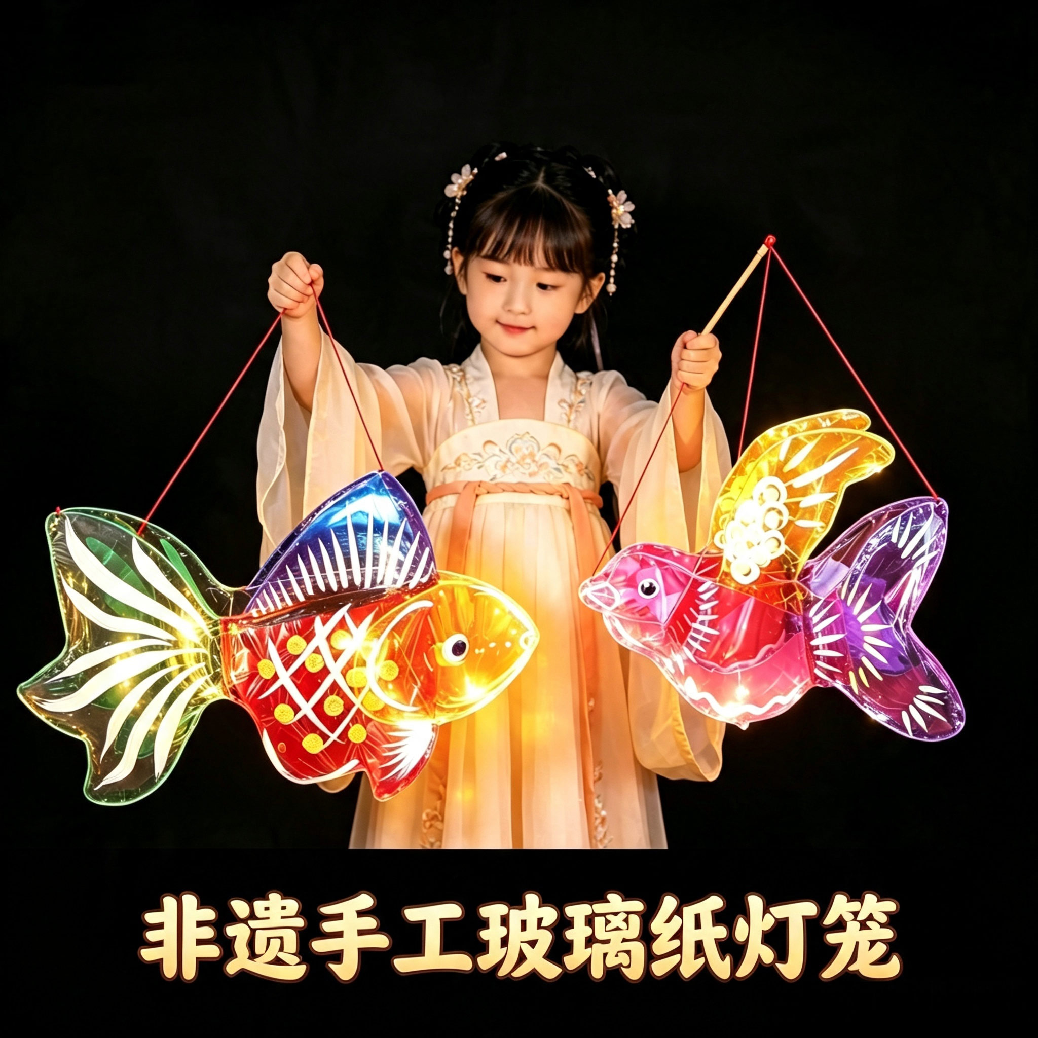 LED玻璃纸非遗手工成品中秋灯笼