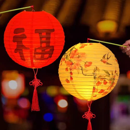 古风中秋节手提汉服舞蹈纸灯笼