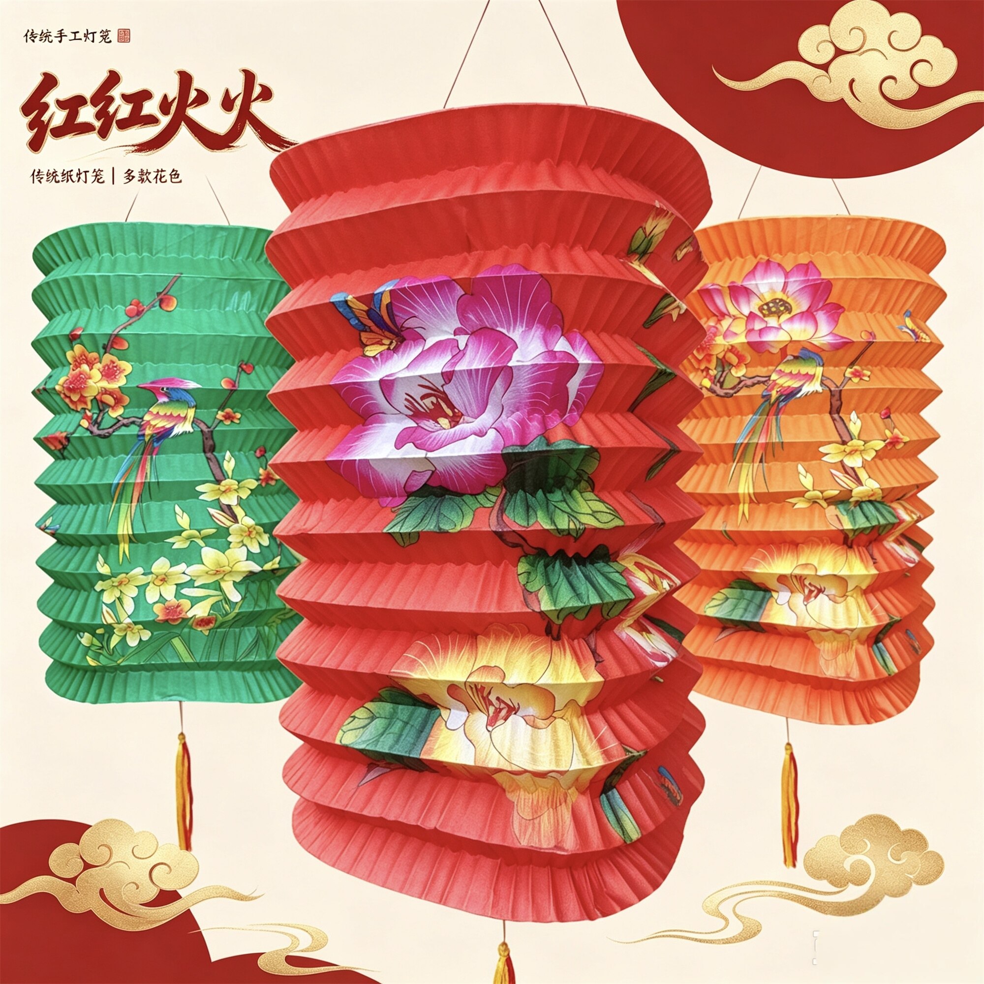 中秋儿童卡通手提纸灯笼LED灯芯