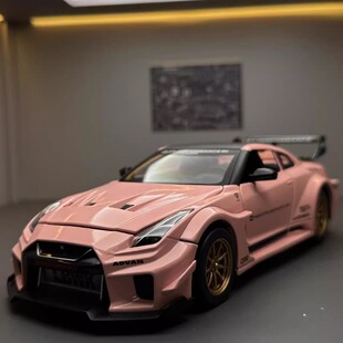 1:24日产GTR车模回力男孩合金玩具东瀛战神汽车声光模型摆件收藏