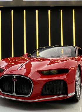 1:24布加迪Atlantic合金车模带回力音乐男孩珍藏跑车模型摆件送礼