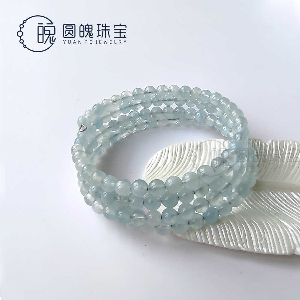 手串圆魄珠宝海蓝宝天然水晶简约