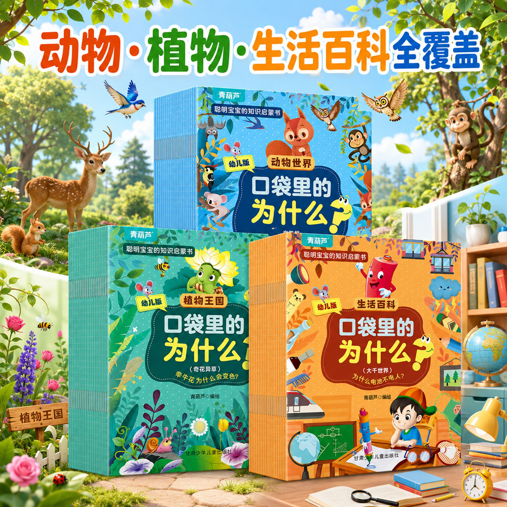 口袋里的十万个为什么动物世界生活百科植物王国 彩图注音版百科全书2-3-6岁幼儿科普绘本幼儿园宝宝早教益智课外故事儿童百科全书