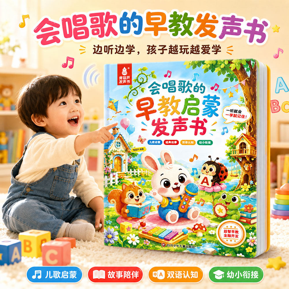 青葫芦会唱歌的早教启蒙发声书婴儿幼儿有声书双语启蒙故事书儿歌古诗词儿童启蒙认知绘本点读宝宝幼儿园幼小衔接早教儿童礼物