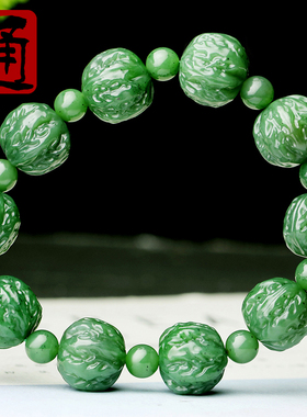 甄选老料碧绿无暇寓意健康长寿