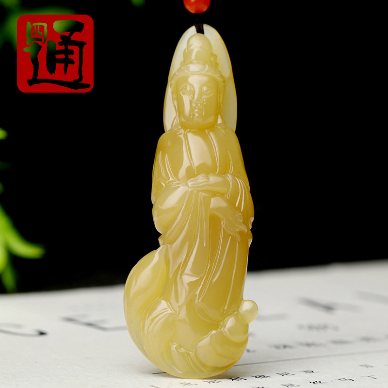 玉质细润油性好站姿观音平安吉祥