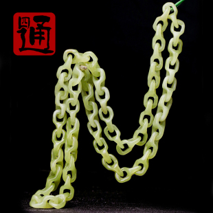 四通新疆和田玉项链黄口料玉石天然黄玉链子几何锁链一体链条