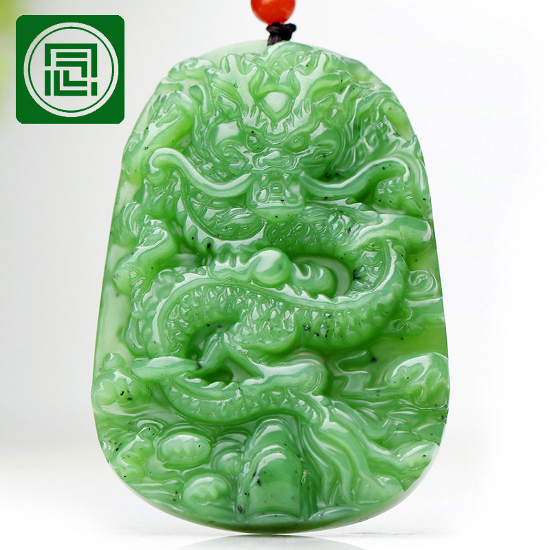 甄选玉料菠菜绿尊贵大气龙腾富贵