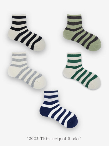 无骨薄款海洋条纹短袜子美式ins