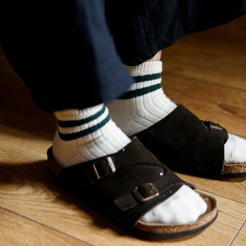 粗针「双杠」中筒袜无骨袜尖