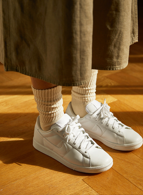 Beeff男女情侣 米白色 夏季复古薄款有机棉长袜 无骨堆堆袜堆叠袜