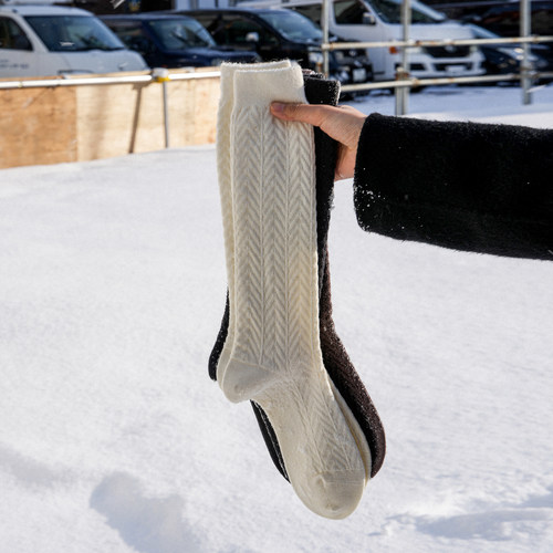 美丽奴羊毛“幸运纹”编织小腿袜