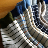 Beeff情侣男女 条纹棉袜保暖 秋冬加厚毛巾底袜子地板家居袜无骨