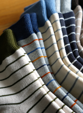 Beeff情侣男女 秋冬加厚毛巾底袜子地板家居袜无骨 条纹棉袜保暖