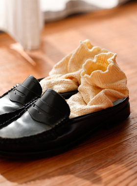 Beeff 粗针针织花边女袜 长绒棉初秋温暖 针织纹理中筒袜无骨袜尖