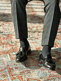 商务中长筒皮鞋 绅士袜正装 袜 高端手工羊毛长袜秋冬西装 Beeff男士