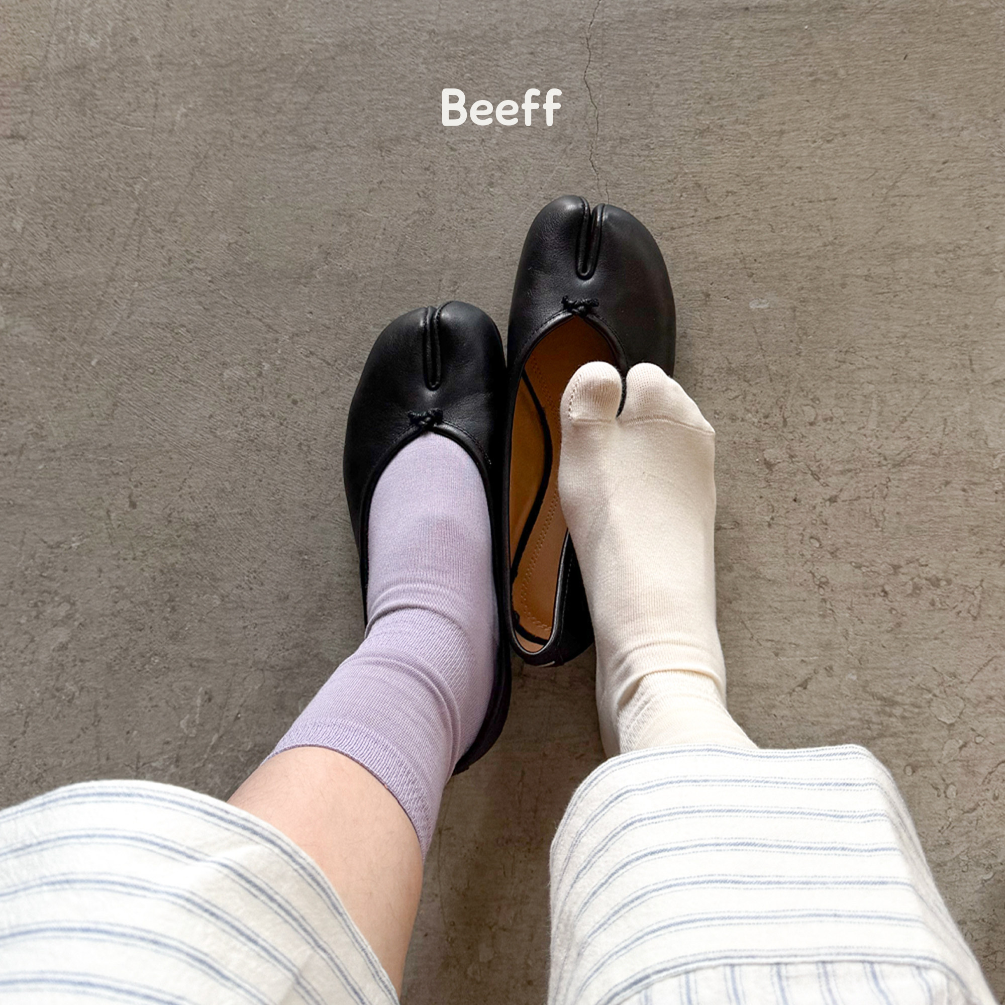 BeeffTabi二趾中筒袜女图片