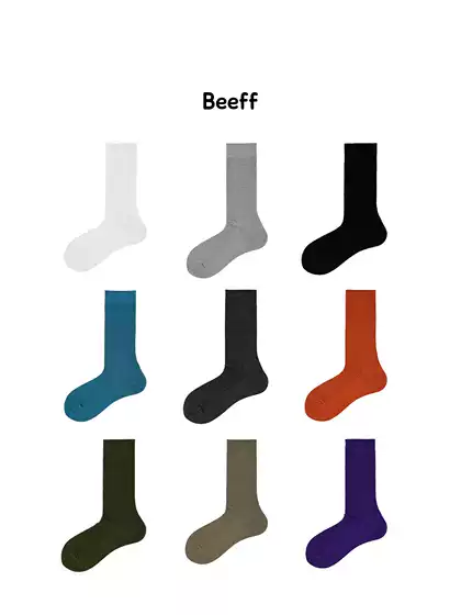 Beeff Men's Hand-Stitched Seamless Long Socks Trendy Solid Color High Tube Cityboy Gentleman Vintage