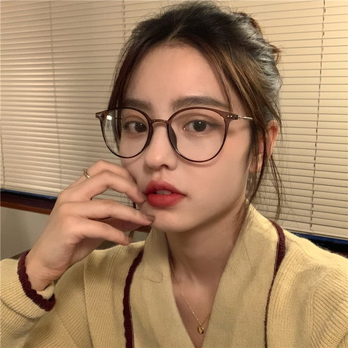 茶色超轻近视眼镜女可配有度数