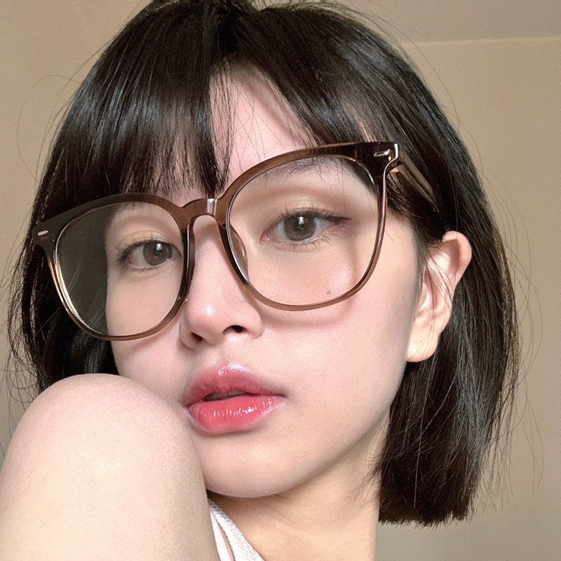 光野女素颜神器超大框近视眼镜