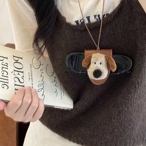 可爱ins猫咪小狗长款墨镜挂脖夹便携带防丢眼镜童趣毛衣链子配饰
