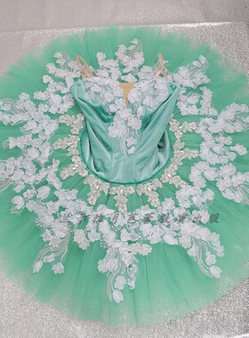 浅绿色芭蕾TUTU蓬蓬裙简易纱裙成人儿童比赛表演服演出服森林之舞