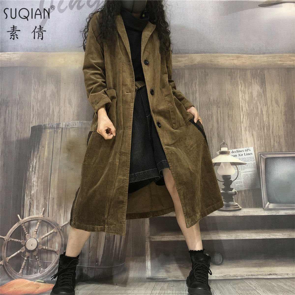 素倩（服饰）灯芯绒外套女2020秋季新款复古时尚潮流百搭气质上衣