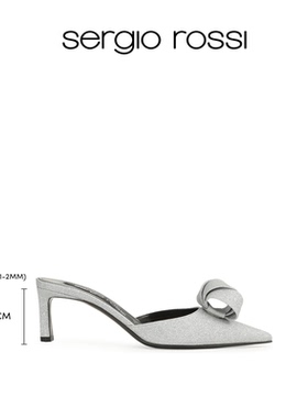 Sergio Rossi/SR女鞋SR BIGOUDI系列细闪尖头细跟高跟鞋拖鞋凉鞋