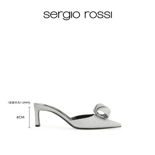 Sergio Rossi/SR女鞋SR BIGOUDI系列细闪尖头细跟高跟鞋拖鞋凉鞋