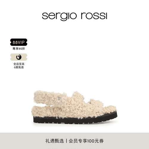 Sergio RossiSergio Rossi/SR女鞋SR MUPPET毛绒平底凉鞋