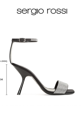 Sergio Rossi/SR女鞋EVANGELIE系列钻饰细跟一字带高跟鞋凉鞋