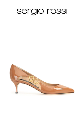 Sergio Rossi/ SR女鞋 SEA SCALE系列漆皮高跟鞋单鞋婚鞋