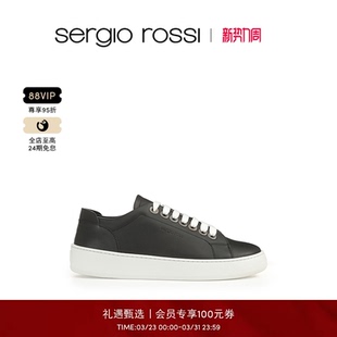Rossi 板鞋 SR男鞋 ADDICT系列黑色简约皮质休闲鞋 SR1 Sergio