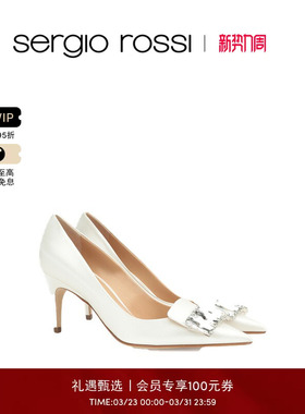 【经典款】Sergio Rossi/SR女鞋SR1BRIDAL系列钻扣细高跟鞋婚鞋FP